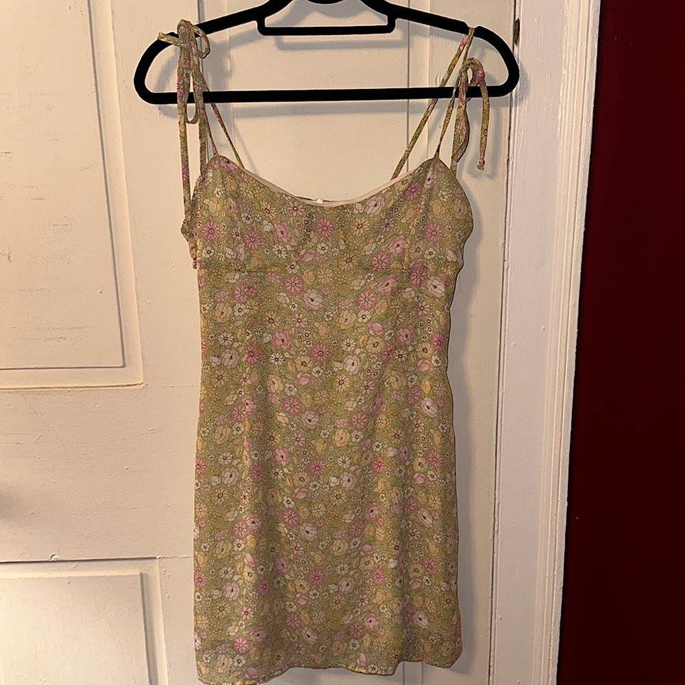 Floral tie strap chiffon sundress